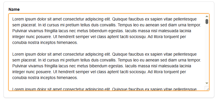 Multiline text area appearance preview