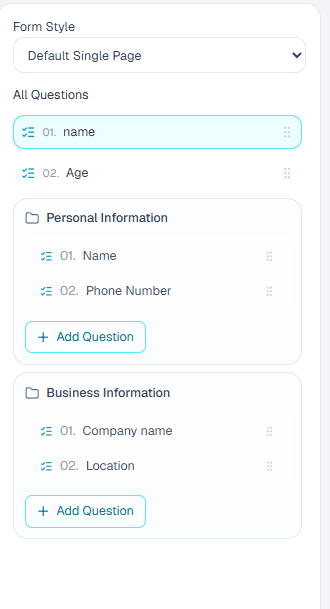 Reorder question controls in the ComMicPlan builder