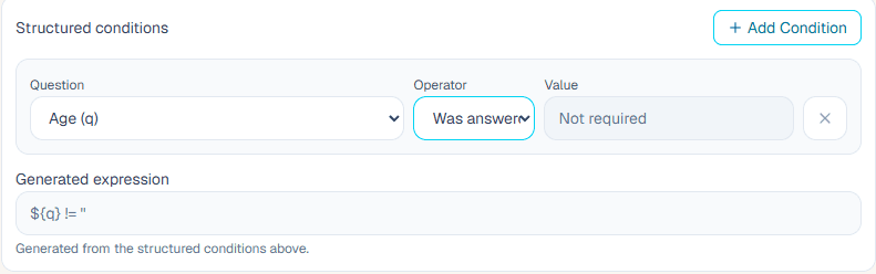 Was answered skip logic setup for the Age question