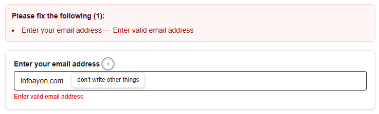 Email address constraint preview