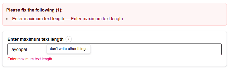 Maximum text length preview for the configured limit