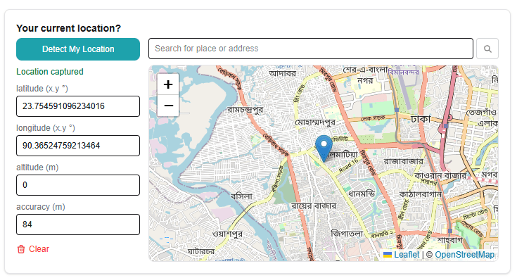 Geopoint question in the ComMicPlan form preview