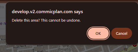 Delete area confirmation prompt