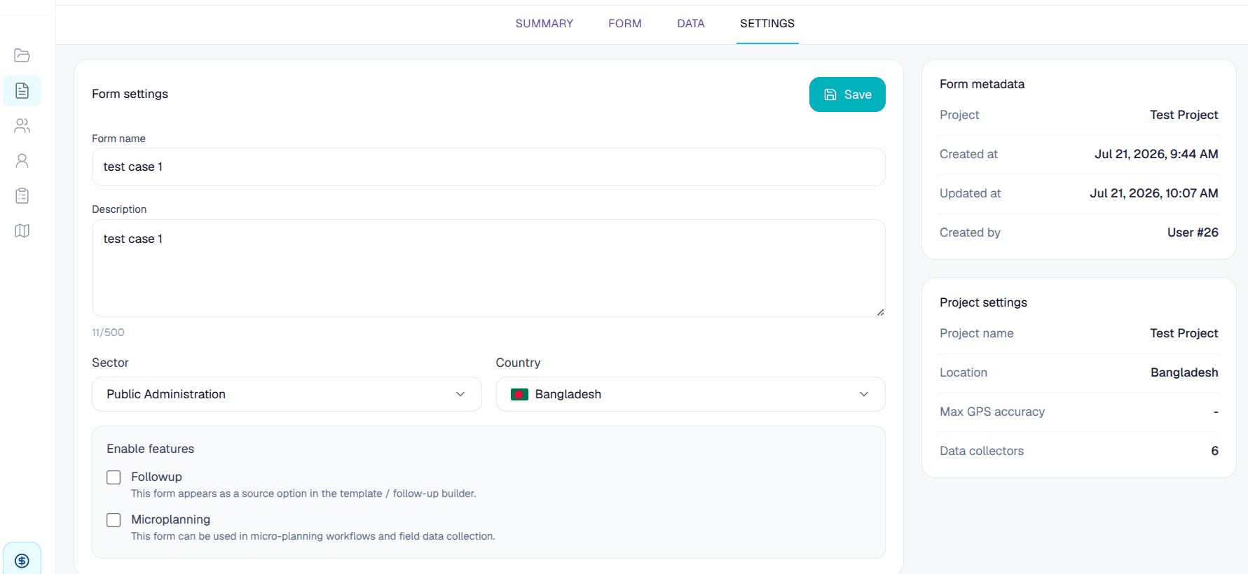 ComMicPlan form settings page