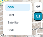 Map layer selector with street and satellite options