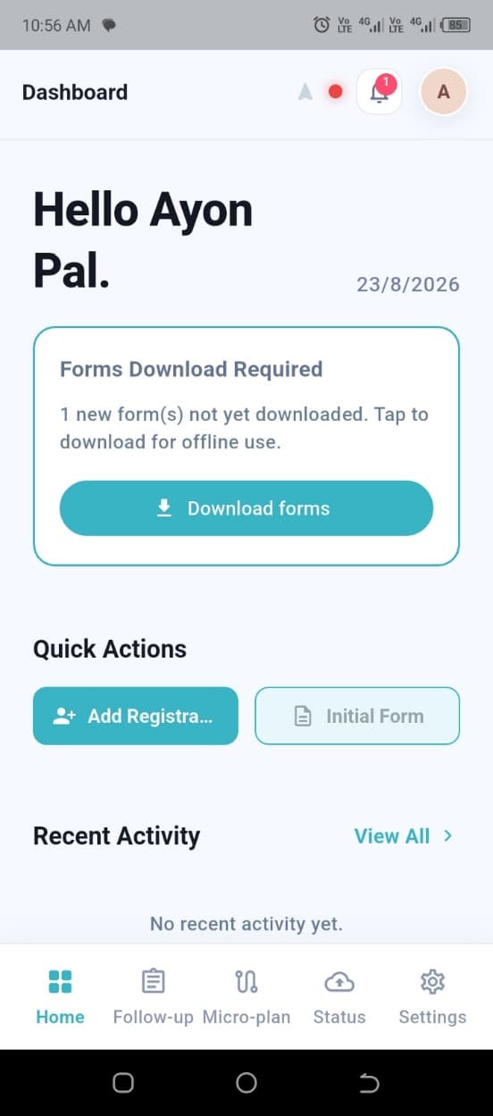 Red connection status dot indicating the device is offline