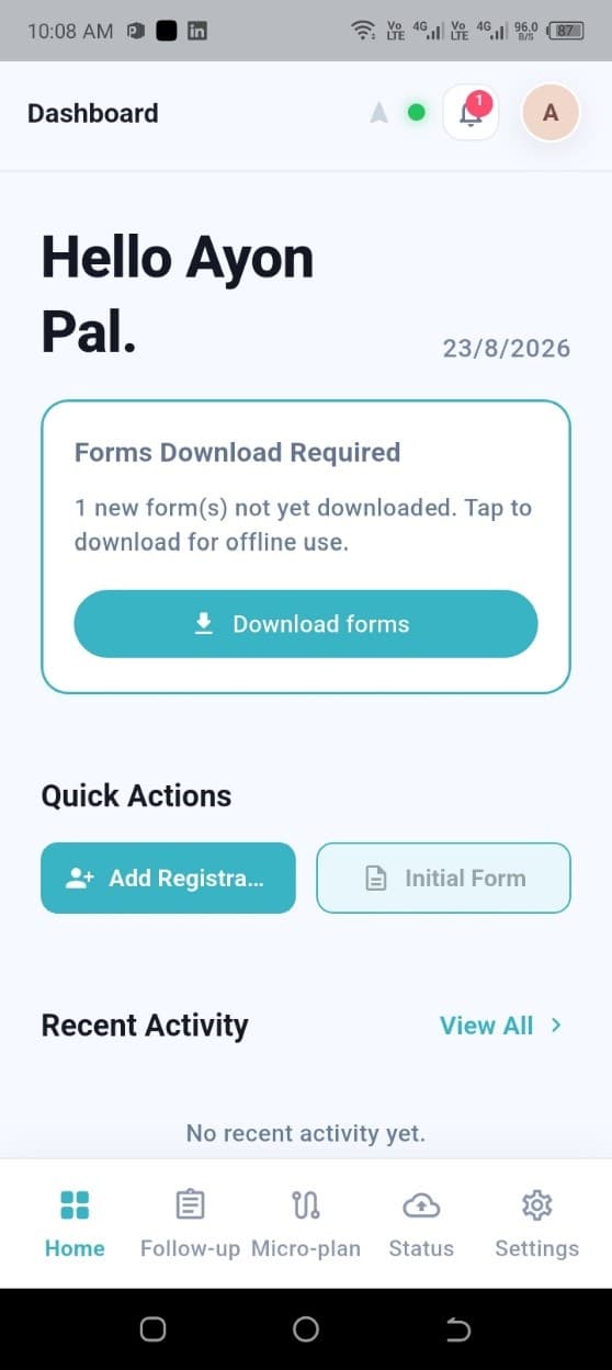 App bar arrow icon showing microplanning path tracking off
