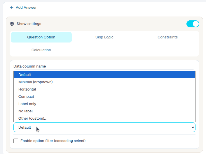 Appearance submenu in the ComMicPlan form builder
