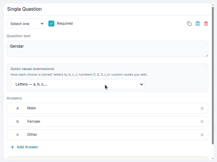 Editor panel submenu in the ComMicPlan form builder